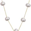 Brand new 🔥 7-8 Millimeter Cultured Freshwater Pearl Tin Cup Necklace in 10k Yellow Gold by Belk & Co. 👏