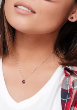 Flash Sale 🎁 4 4/5 CT TGW Garnet Solitaire Stud Earring and Pendant with chain Set in Sterling Silver by Belk & Co. ⌛ -DealsBelk & Co. Store Belk 6890