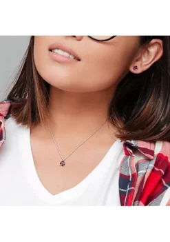 Flash Sale 🎁 4 4/5 CT TGW Garnet Solitaire Stud Earring and Pendant with chain Set in Sterling Silver by Belk & Co. ⌛ -DealsBelk & Co. Store Belk 6891