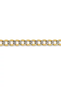 Best Sale 👍 Men's 14K Yellow Gold 5.2 Millimeter Semi Solid Pavé Curb Chain Bracelet by Belk & Co. 🛒 -DealsBelk & Co. Store Belk 6914