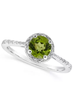 Outlet 🎁 Sterling Silver 6mm Round Peridot Diamond Accent Halo Ring by Belk & Co. 😀 -DealsBelk & Co. Store Belk 6920