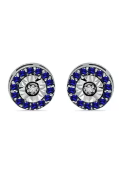 Best reviews of 👏 1/2 ct. t.w. Sapphire and 1/10 ct. t.w. Diamond Halo Stud Earrings in Sterling Silver by Belk & Co. ✔️