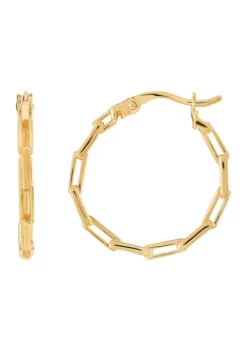 Top 10 🎉 Paperclip Hoop Earrings in 10K Yellow Gold by Belk & Co. 🔥