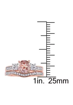 Best reviews of ✔️ Morganite, Created White Sapphire and 1/7 ct. t.w. Diamond 3-Stone Bridal Ring Set in 10k Rose Gold by Belk & Co. ❤️ -DealsBelk & Co. Store Belk 697
