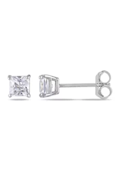 Brand new ✔️ Lab Created 1/2 CT TGW Created White Sapphire Square Stud Earrings in 10k White Gold by Belk & Co. 🥰 -DealsBelk & Co. Store Belk 7014
