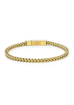 Best Pirce 🔔 Stainless Steel 4 Millimeter Foxtail Chain Bracelet with Gold Tone Ion Plating and Push Lock, 9 Inch by Belk & Co. ⭐