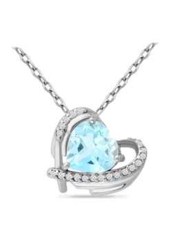 Cheap ⌛ 1.9 ct. t.w. Blue and White Heart Necklace, Sterling Silver by Belk & Co. 🤩 -DealsBelk & Co. Store Belk 7029