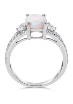 Coupon 🤩 Lab Created 1 ct. t.w. Created Opal and White Topaz Ring in Sterling Silver by Belk & Co. ✨ -DealsBelk & Co. Store Belk 7046