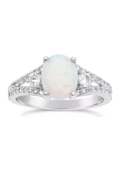 Coupon 🤩 Lab Created 1 ct. t.w. Created Opal and White Topaz Ring in Sterling Silver by Belk & Co. ✨ -DealsBelk & Co. Store Belk 7047