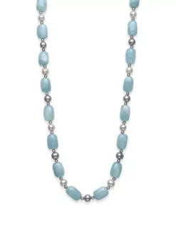 Cheapest ⌛ Cultured Freshwater Pearl and Baroque Milky Aquamarine Necklace in Sterling Silver by Belk & Co. 😉 -DealsBelk & Co. Store Belk 7050