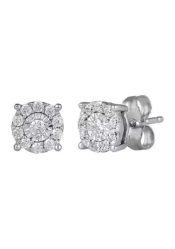 Best reviews of 🎉 1/4 ct. t.w. Diamond Halo Stud Earrings in 14K White Gold by Belk & Co. 🛒