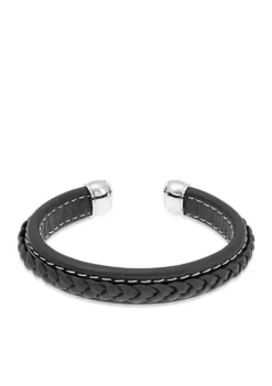Outlet 🧨 Men's Stainless Steel and Leather Bracelet by Belk & Co. ⭐ -DealsBelk & Co. Store Belk 7090