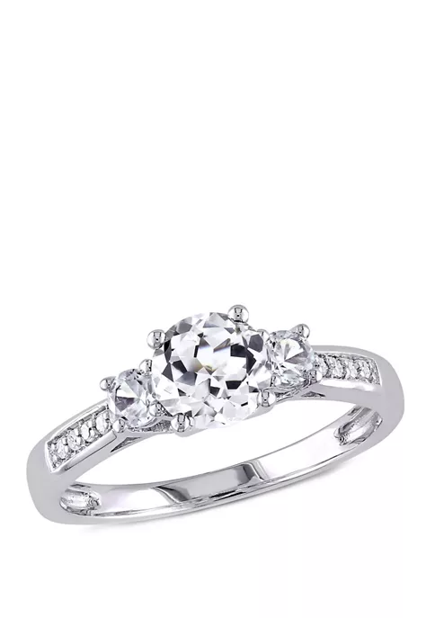Brand new โญ 1.33 ct. t.w. Created White Sapphire and Diamond Accent 3 Stone Ring in 10k White Gold by Belk & Co. ๐ 4 Brand new โญ 1.33 ct. t.w. Created White Sapphire and Diamond Accent 3 Stone Ring in 10k White Gold by Belk & Co. ๐ - Image 4