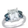 Hot Sale ❤️ 3 ct. t.w. Ice Aquamarine, 1 ct. t.w. London-Blue Topaz, and 1/10 ct. t.w. Diamond Ring In Sterling Silver by Belk & Co. 👏