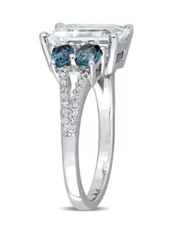 Hot Sale ❤️ 3 ct. t.w. Ice Aquamarine, 1 ct. t.w. London-Blue Topaz, and 1/10 ct. t.w. Diamond Ring In Sterling Silver by Belk & Co. 👏 -DealsBelk & Co. Store Belk 7102