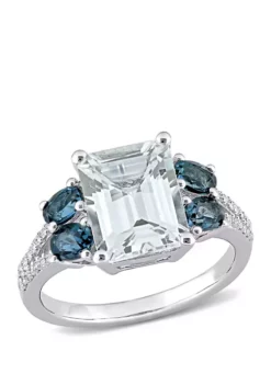Hot Sale ❤️ 3 ct. t.w. Ice Aquamarine, 1 ct. t.w. London-Blue Topaz, and 1/10 ct. t.w. Diamond Ring In Sterling Silver by Belk & Co. 👏 -DealsBelk & Co. Store Belk 7104