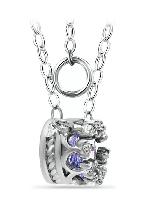 Discount 🔥 3/8 ct. 5MM Round Tanzanite and White Topaz Hidden Halo Necklace on 16 inch Chain with Extender, Sterling Silver by Belk & Co. ⭐ 3 Discount 🔥 3/8 ct. 5MM Round Tanzanite and White Topaz Hidden Halo Necklace on 16 inch Chain with Extender, Sterling Silver by Belk & Co. ⭐ - Image 3
