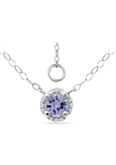 Discount 🔥 3/8 ct. 5MM Round Tanzanite and White Topaz Hidden Halo Necklace on 16 inch Chain with Extender, Sterling Silver by Belk & Co. ⭐ 5 Discount 🔥 3/8 ct. 5MM Round Tanzanite and White Topaz Hidden Halo Necklace on 16 inch Chain with Extender, Sterling Silver by Belk & Co. ⭐ - Image 5