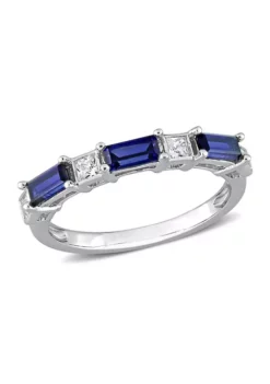 Brand new ❤️ Lab Created 1 3/8 CT TGW Created Blue and White Sapphire Baguette Ring in Sterling Silver by Belk & Co. 👏