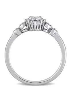 Deals 🎁 Lab Created 3/8 CT TGW Created White Sapphire and Diamond-Accent Heart Ring in Sterling Silver by Belk & Co. 👍 -DealsBelk & Co. Store Belk 7121