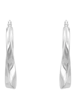 Buy 😀 Electroform Twist Oval Large Hoop Earrings in Sterling Silver by Belk & Co. ⭐