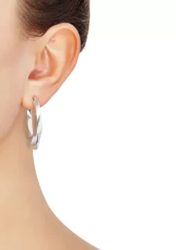 Buy 😀 Electroform Twist Oval Large Hoop Earrings in Sterling Silver by Belk & Co. ⭐ -DealsBelk & Co. Store Belk 7126