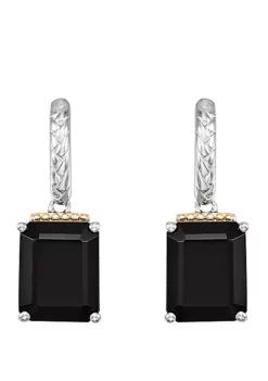 Best Pirce 💯 Onyx Drop Earrings in Sterling Silver/14k Yellow Gold by Belk & Co. 🔔