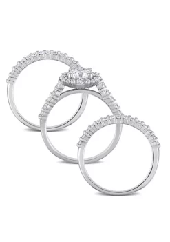 Promo 🛒 Lab Created 2 CT DEW Created Moissanite Halo Bridal Ring Set in Sterling Silver by Belk & Co. 😉 -DealsBelk & Co. Store Belk 7130