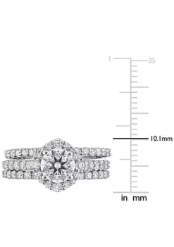 Promo 🛒 Lab Created 2 CT DEW Created Moissanite Halo Bridal Ring Set in Sterling Silver by Belk & Co. 😉 -DealsBelk & Co. Store Belk 7131