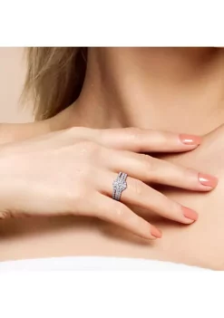 Promo 🛒 Lab Created 2 CT DEW Created Moissanite Halo Bridal Ring Set in Sterling Silver by Belk & Co. 😉 -DealsBelk & Co. Store Belk 7132