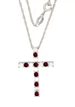 Coupon โ๏ธ Garnet Cross Pendant Necklace in Sterling Silver by Belk & Co. ๐ฅฐ