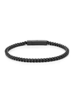 Best Sale ⌛ Stainless Steel 4 Millimeter Foxtail Chain Bracelet with Black Ion Plating and Push Lock, 9 Inch by Belk & Co. 👍
