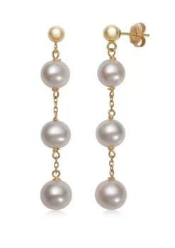 Coupon 🛒 6-7 mm Cultured Freshwater Pearl Tin Cup Drop Earrings in 10k Yellow Gold by Belk & Co. 💯 -DealsBelk & Co. Store Belk 7161
