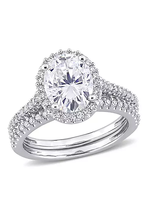 Brand new ๐ Lab Created 2 CT DEW Oval-Cut Moissanite and 1/3 CT TW Diamond Bridal Set in 14k White Gold by Belk & Co. ๐ฅ 1 Brand new ๐ Lab Created 2 CT DEW Oval-Cut Moissanite and 1/3 CT TW Diamond Bridal Set in 14k White Gold by Belk & Co. ๐ฅ