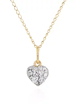Coupon 🎁 Kids White Crystal Heart Pendant in 14k Yellow Gold by Belk & Co. 🛒