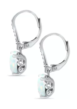 Promo 👏 3.21 ct. t.w. Created Opal & Created White Sapphire Drop Earrings in Sterling Silver by Belk & Co. 😍 -DealsBelk & Co. Store Belk 7192