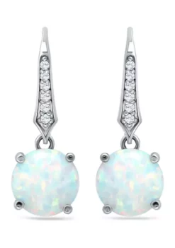 Promo 👏 3.21 ct. t.w. Created Opal & Created White Sapphire Drop Earrings in Sterling Silver by Belk & Co. 😍 -DealsBelk & Co. Store Belk 7194