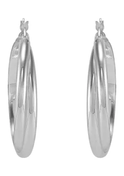 Cheapest 🔔 Double Row Crossover Tube Hoop Earrings in Sterling Silver by Belk & Co. ⌛
