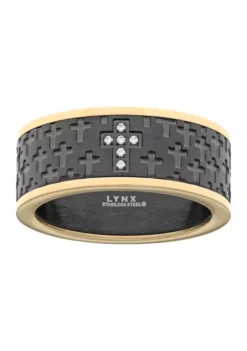 Buy ✨ Stainless Steel Cubic Zirconia Ring with Black and Gold Tone Ion Plating by Belk & Co. 🥰 -DealsBelk & Co. Store Belk 7232