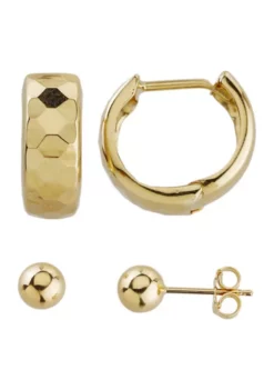 Brand new 🎁 6 Millimeter Ball Stud & Huggie Earring Set in 10K Yellow Gold by Belk & Co. ⭐ -DealsBelk & Co. Store Belk 7236