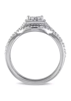 Best deal 🛒 1/2 ct. t.w. Diamond Princess Cut Halo 3-Piece Bridal Set in Sterling Silver by Belk & Co. 🎉 -DealsBelk & Co. Store Belk 7239