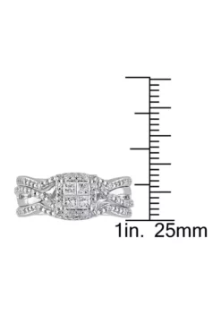 Best deal 🛒 1/2 ct. t.w. Diamond Princess Cut Halo 3-Piece Bridal Set in Sterling Silver by Belk & Co. 🎉 -DealsBelk & Co. Store Belk 7240