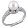 Best reviews of 💯 8-8.5 mm Cultured Freshwater Pearl Ring with Diamonds in Sterling Silver by Belk & Co. ⌛