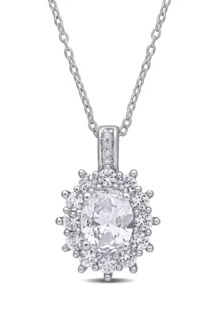 Coupon โ 4 ct. t.w. Created White Sapphire and Diamond Accent Oval Necklace in Sterling Silver by Belk & Co. ๐