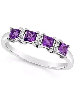 Coupon 😉 Sterling Silver 3mm Princess Cut Amethyst Diamond Accent Ring by Belk & Co. 👏