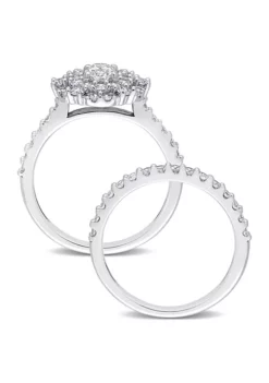 Deals 😀 1 1/2 CT TW Oval & Round Diamond Double Halo Cluster Bridal Set in 14k White Gold by Belk & Co. ✔️ -DealsBelk & Co. Store Belk 7273