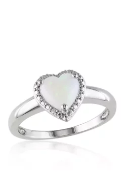 Coupon 🎁 Sterling Silver Heart Opal Ring by Belk & Co. 😀