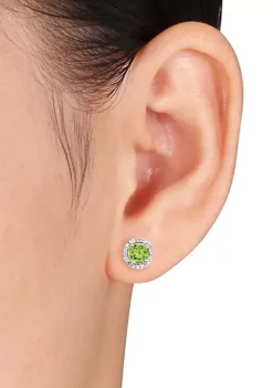 Flash Sale 👍 Sterling Silver Peridot and Diamond Stud Earrings by Belk & Co. 😀 -DealsBelk & Co. Store Belk 7293