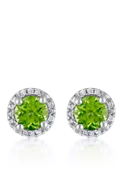 Flash Sale 👍 Sterling Silver Peridot and Diamond Stud Earrings by Belk & Co. 😀 -DealsBelk & Co. Store Belk 7294