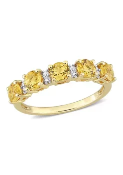 Best reviews of 🔔 Citrine and White Topaz Semi Eternity Ring in Yellow Gold Plated Sterling Silver by Belk & Co. 🔔